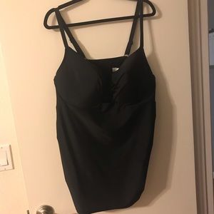 Lane Bryant Cacique SZ 44DD Black Tankini Swim Top
